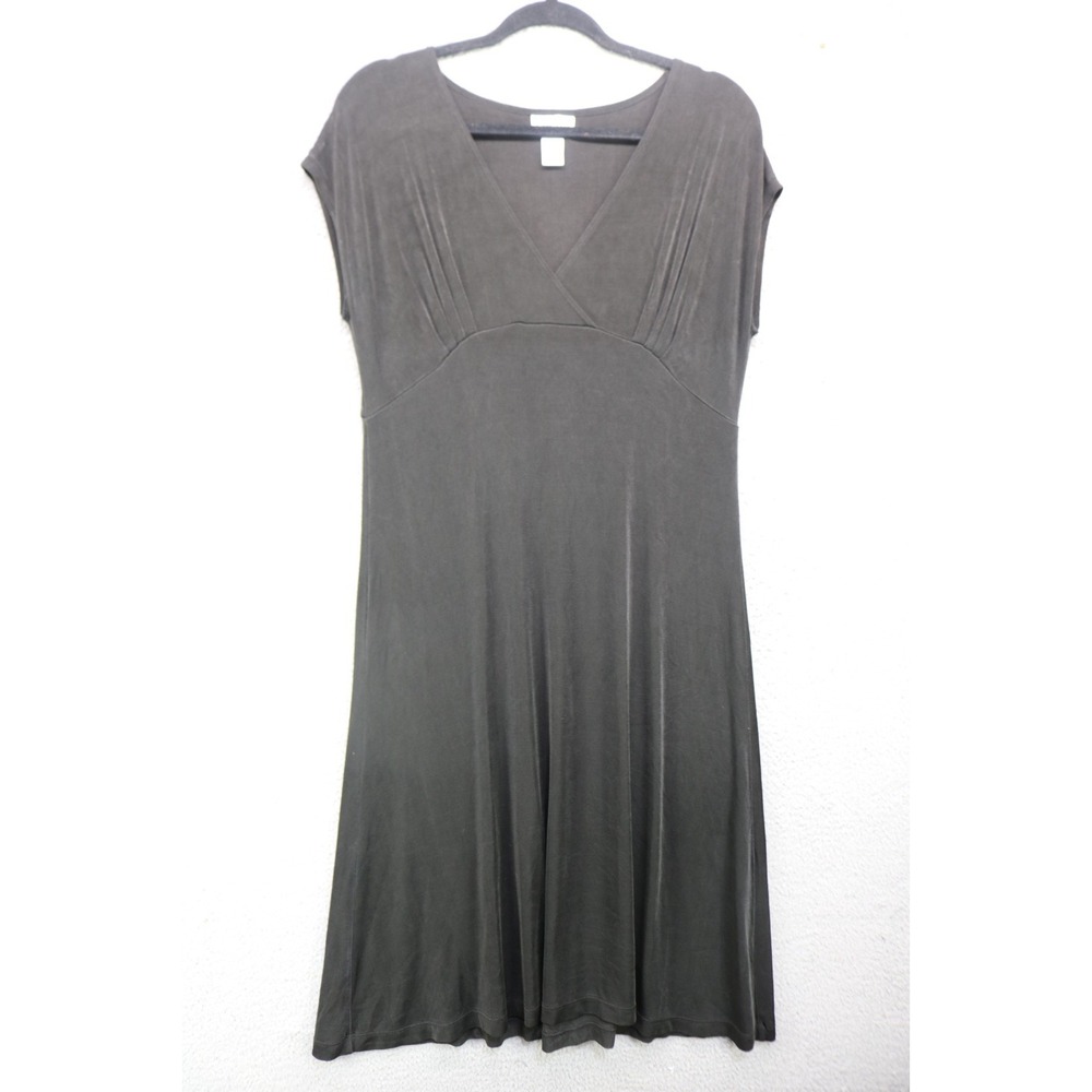Chico's Travelers Black Liquid Knit Babydoll Midi Dress-Size 2 or Large